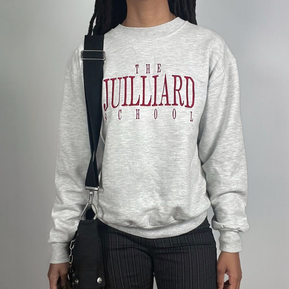 Vintage Juilliard School Embroidered Pullover Sweatshirt Gray Grey Small Jerzees